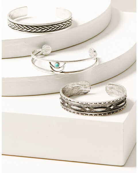 Image #1 - Shyanne Women's 3-piece Silver Cuff Bracelet Set, Silver, hi-res