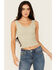 Image #1 - Fornia Women's Solid Lace Trim Sleeveless Cropped Tank Top, Mint, hi-res