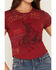 Image #3 - Shyanne Women's Long Live Cowboys Short Sleeve Graphic Tee, Red, hi-res