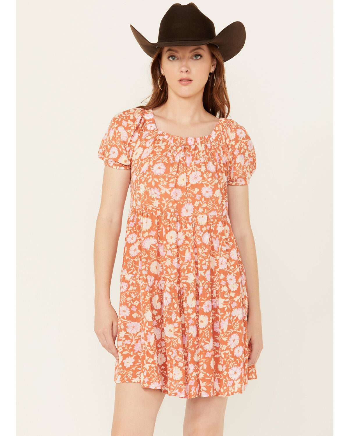 Sade & Sage Women's With Love Floral Mini Dress, Coral, hi-res