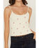 Image #3 - Fornia Women's Peach Embroidered Sleeveless Cropped Tank Top, White, hi-res