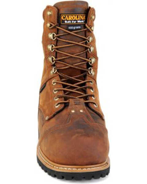 Image #4 - Carolina Men's 8" Waterproof Insulated Internal Met Guard Boots - Composite Toe, Brown, hi-res