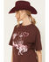 Image #2 - All Us Women's Cowboy Embellished Short Sleeve Graphic Tee, Brown, hi-res