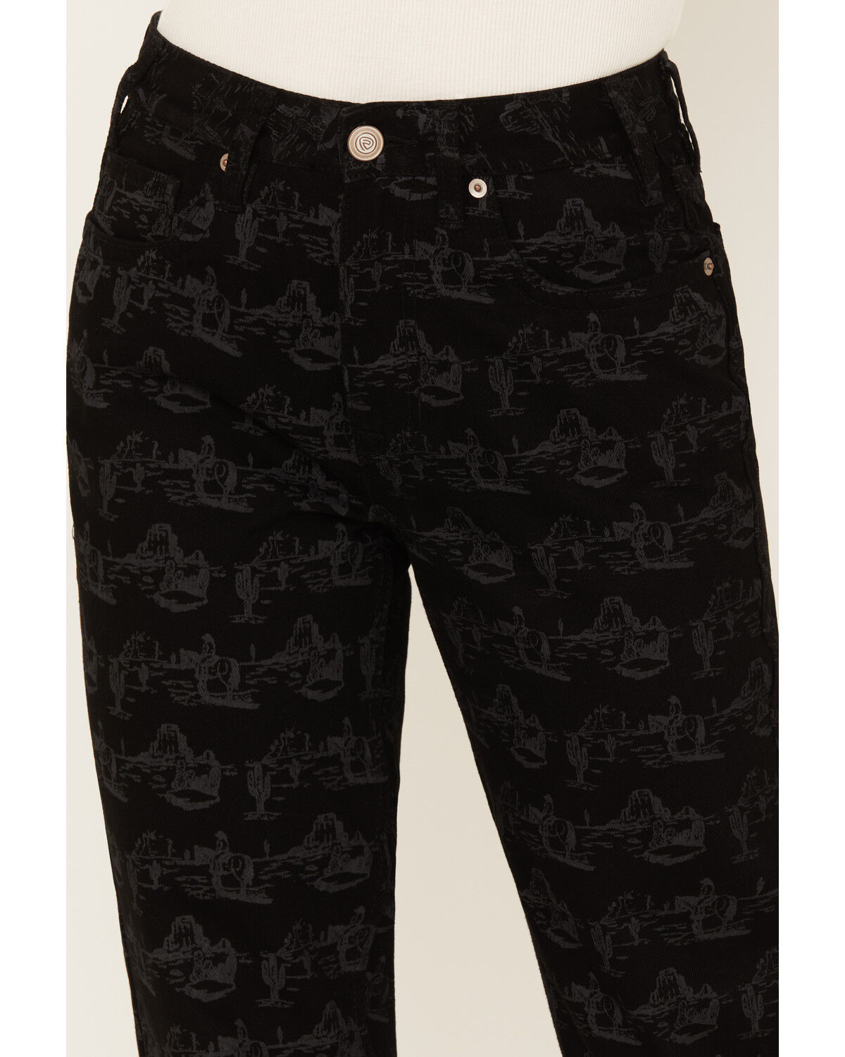 Image #2 - Rock & Roll Denim Women's Desert Print High Rise Cropped Straight Jeans, Black, hi-res