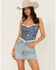 Image #1 - Shyanne Women's Embroidered Denim Corset, Blue, hi-res