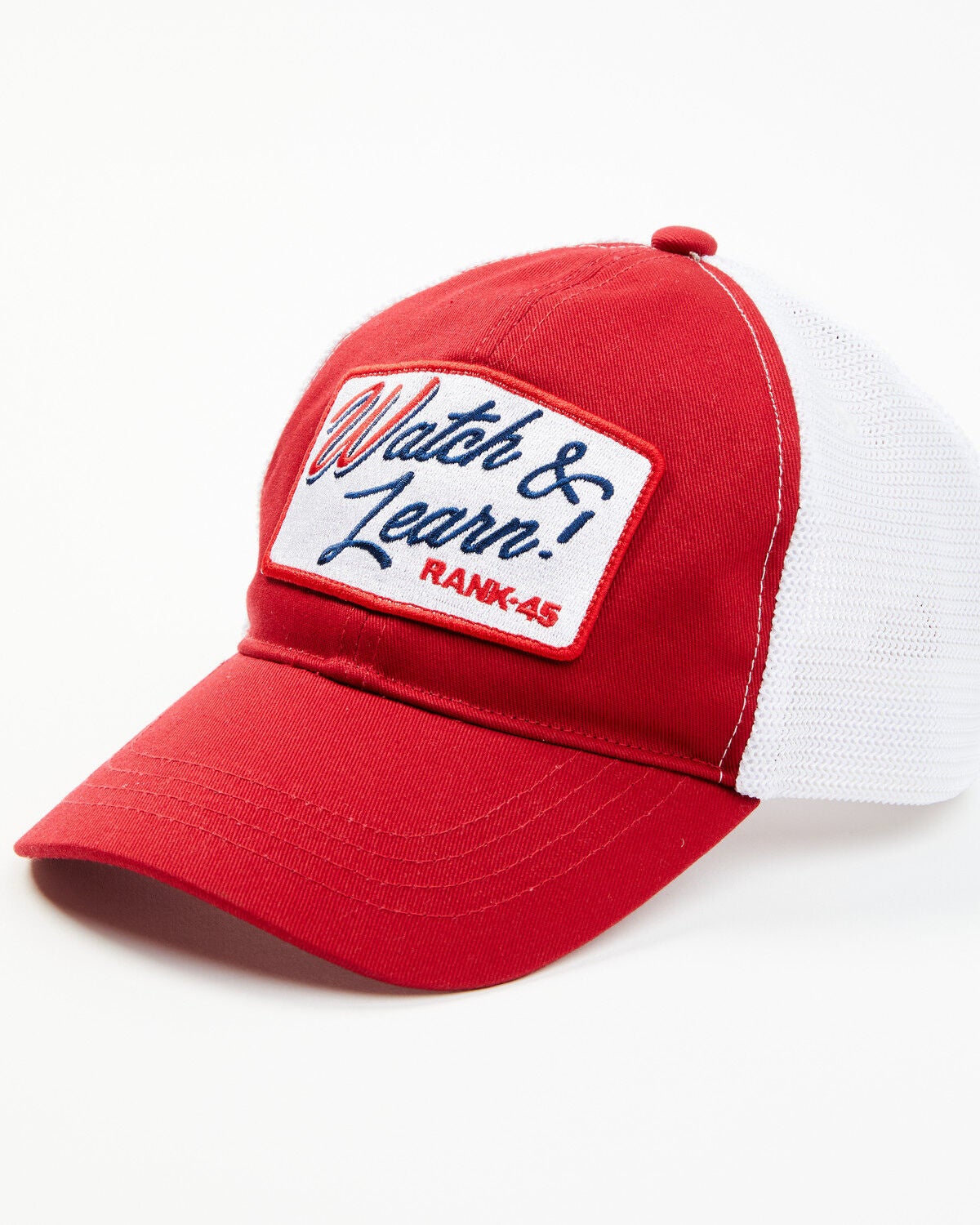 RANK 45&reg; Women's Watch & Learn Patch Mesh-Back Ball Cap, Red, hi-res
