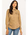 Image #6 - Wrangler Women's Solid Long Sleeve Snap Western Shirt, Tan, hi-res
