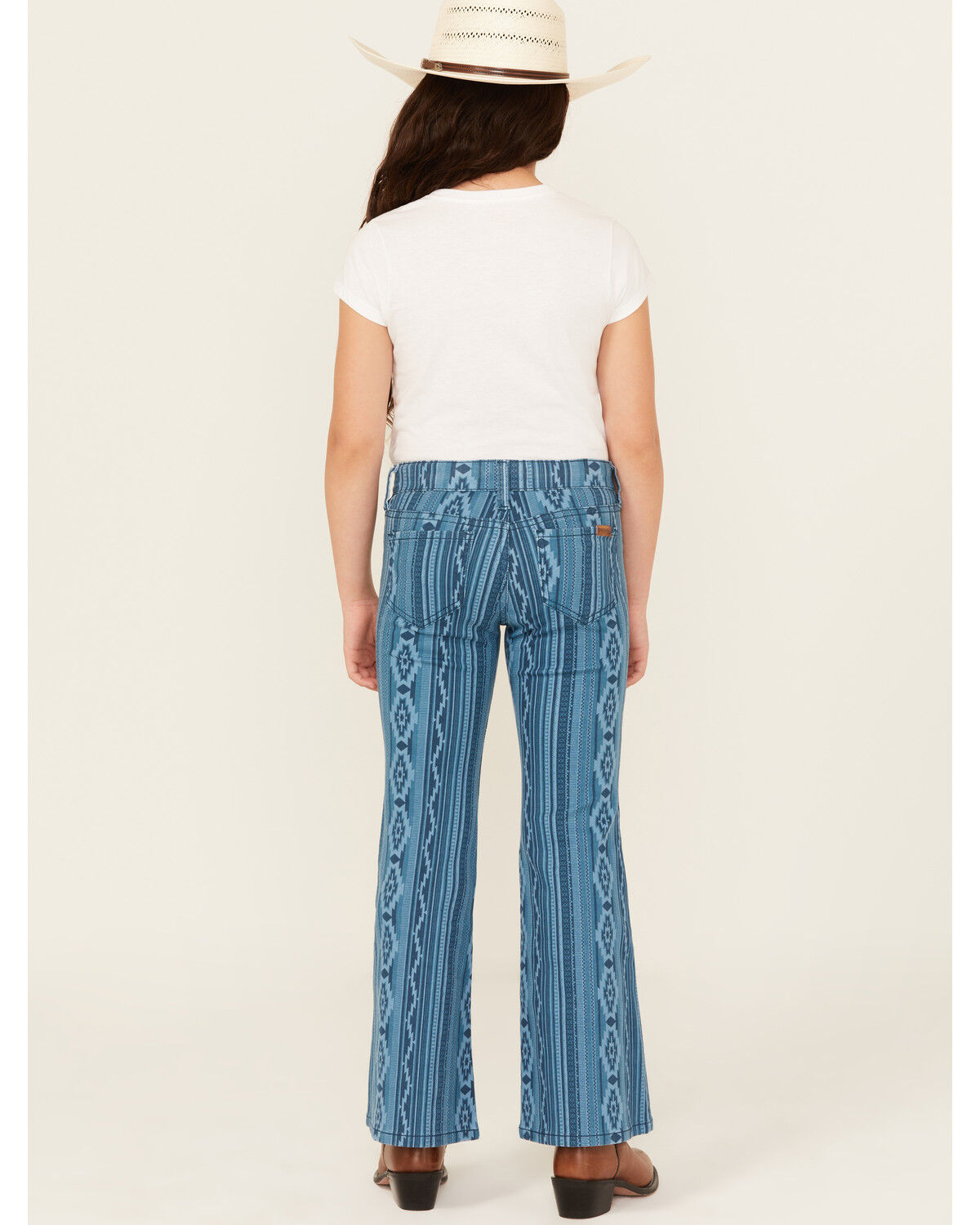 Image #3 - Rock & Roll Denim Girls' Southwestern Striped Flare Stretch Denim Jeans, Blue, hi-res