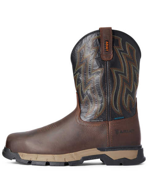 Ariat Men's Rebar Flex Waterproof Western Work Boots - Composite Toe, Brown, hi-res