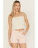 Image #1 - Miss Me Women's Floral Print Knit Smocked Tank, White, hi-res
