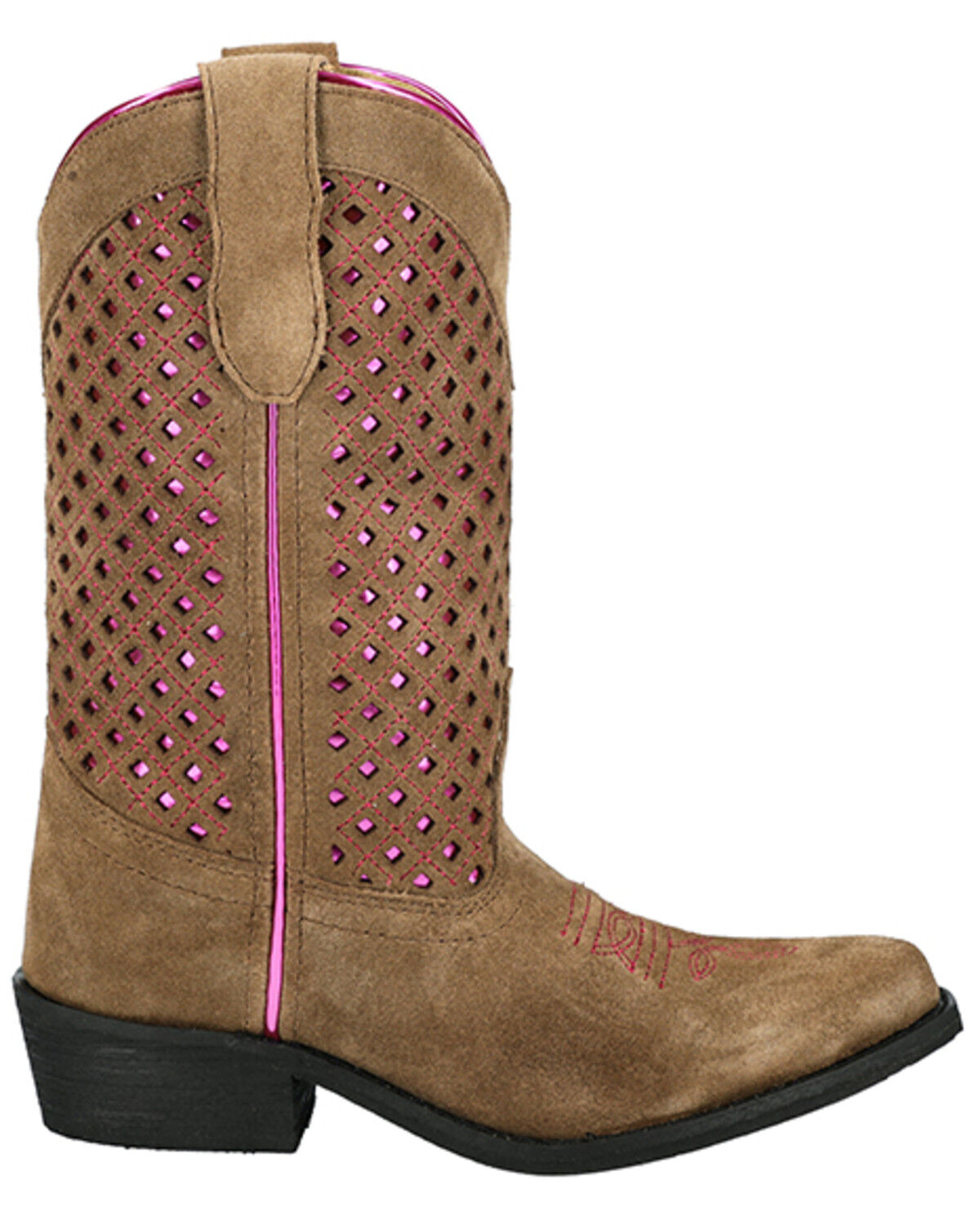Image #2 - Smoky Mountain Little Girls' Magnolia Metallic Western Boots - Snip Toe, Brown, hi-res