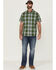 Image #2 - Brothers and Sons Men's Performance Large Plaid Short Sleeve Button-Down Western Shirt, Kelly Green, hi-res