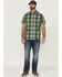 Image #2 - Brothers and Sons Men's Performance Large Plaid Short Sleeve Button-Down Western Shirt , Kelly Green, hi-res