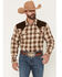 Image #1 - Cody James Men's Mad Plaid Print Corduroy Long Sleeve Snap Western Shirt - Big, Tan, hi-res