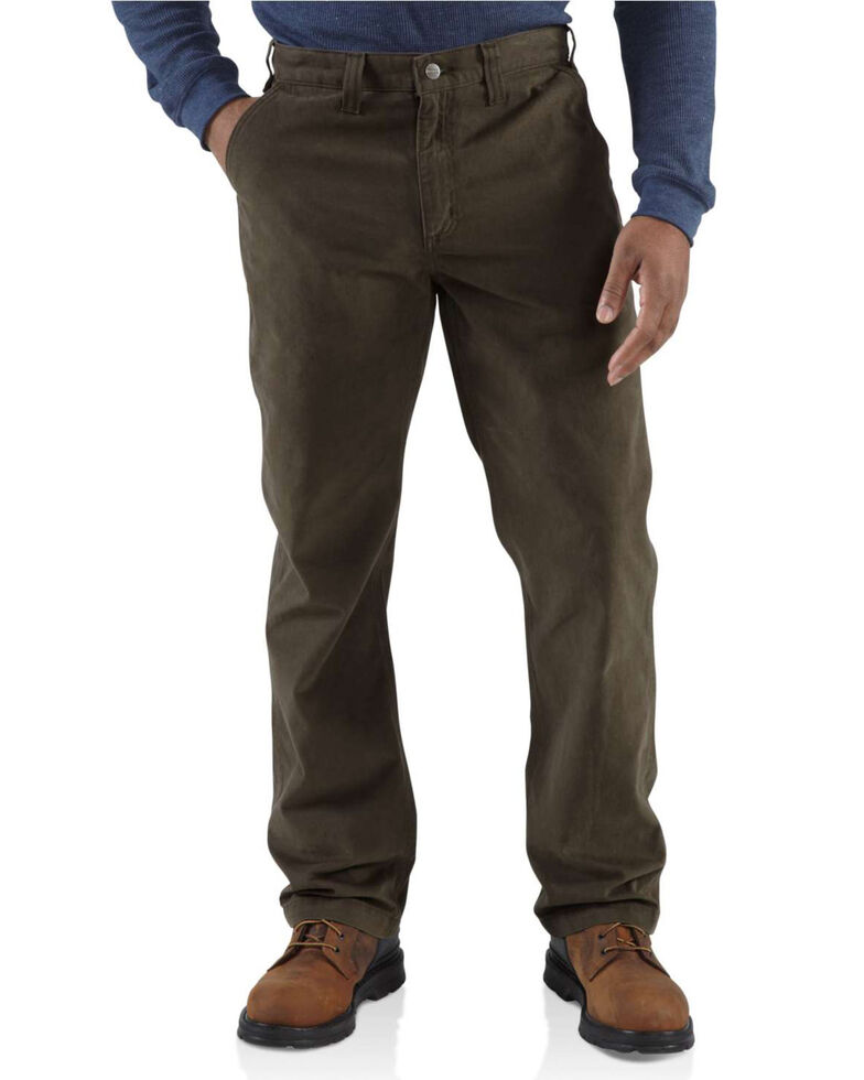 Carhartt Men's Khaki Rugged Work Pants , Dark Brown, hi-res