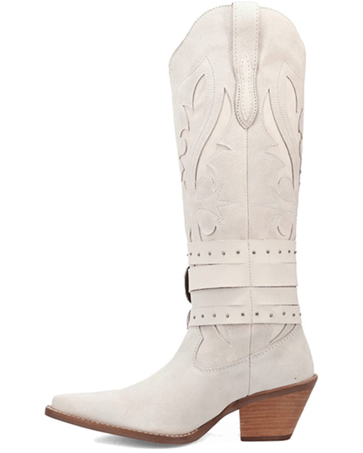 Image #3 - Dingo Women's Buck Wild Suede Tall Western Boots - Round Toe, White, hi-res
