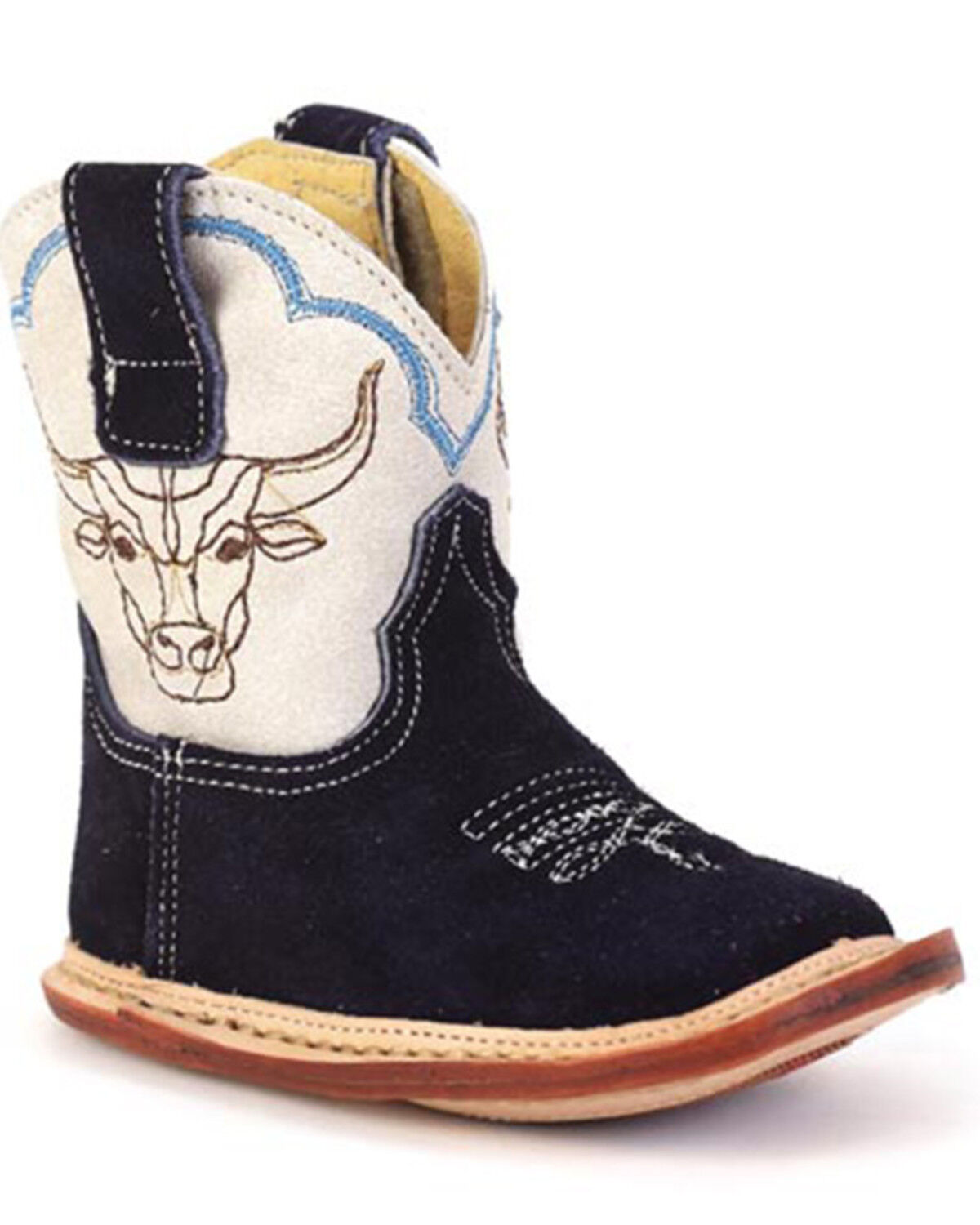 Image #1 - Roper Infant Girls' Cowbabies Steerhead Western Boots - Broad Square Toe, Tan, hi-res