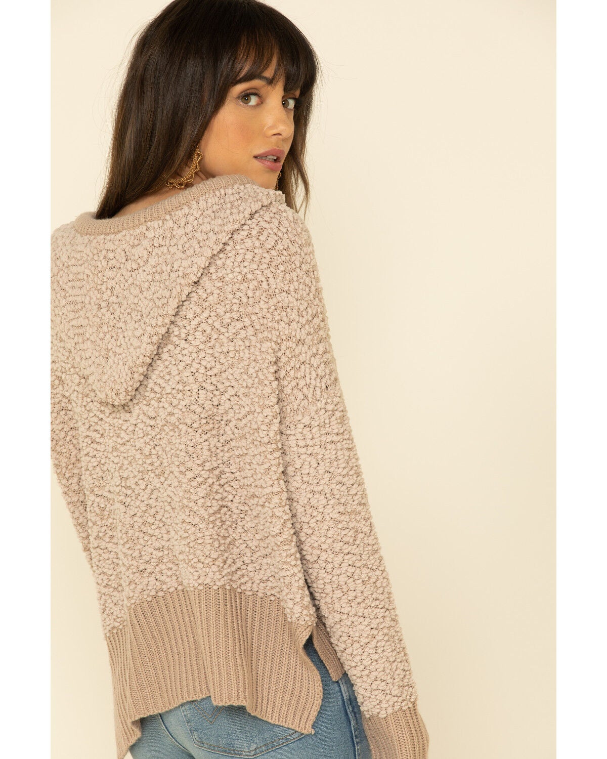 Popcorn Chenille Hooded Sweater 