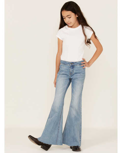 Image #1 - Rock & Roll Denim Girls' Light Wash Flare Jeans, , hi-res