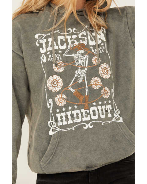 Image #3 - Youth in Revolt Women's Jackson Skeleton Graphic Hoodie , Charcoal, hi-res