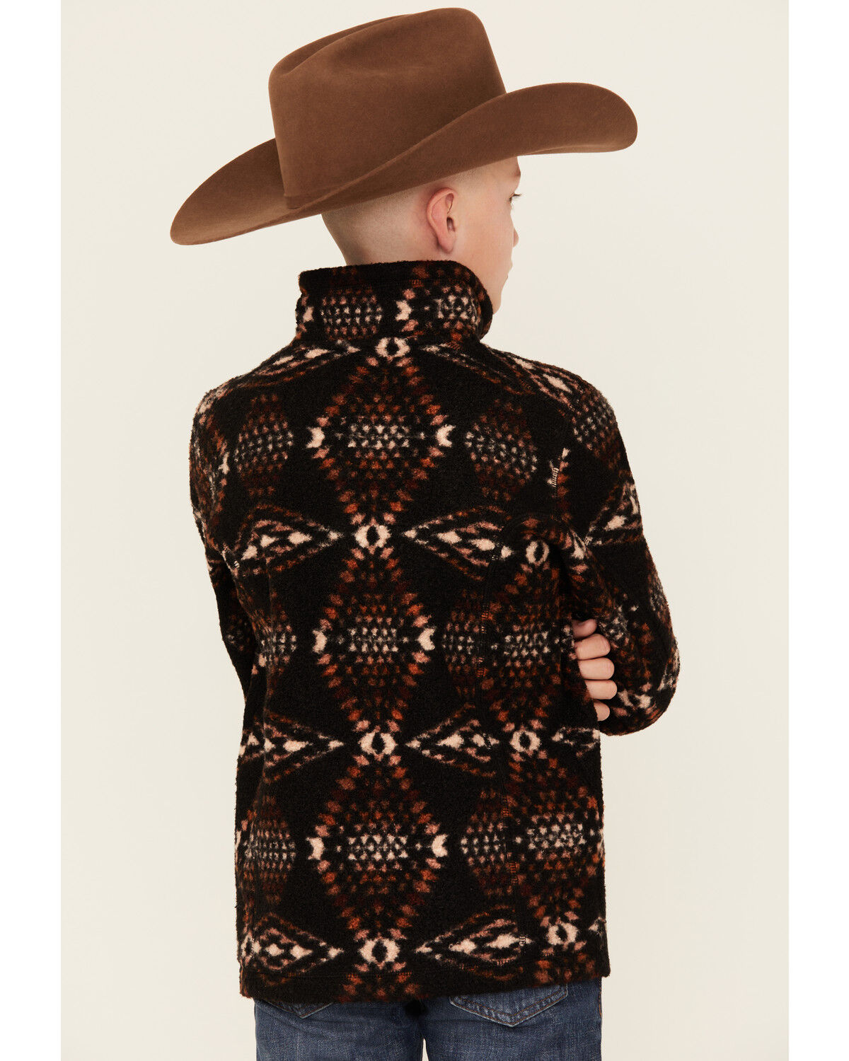 Image #4 - Rock & Roll Denim Boys' Southwestern Print 1/4 Zip Pullover, Brown, hi-res