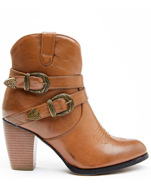Image #2 - Roper Women's Maybelle Belted Short Western Boots - Round Toe, Brown, hi-res