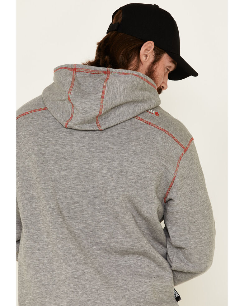Ariat Men's Flame-Resistant Polartec Hooded Work Sweatshirt , Hthr Grey, hi-res