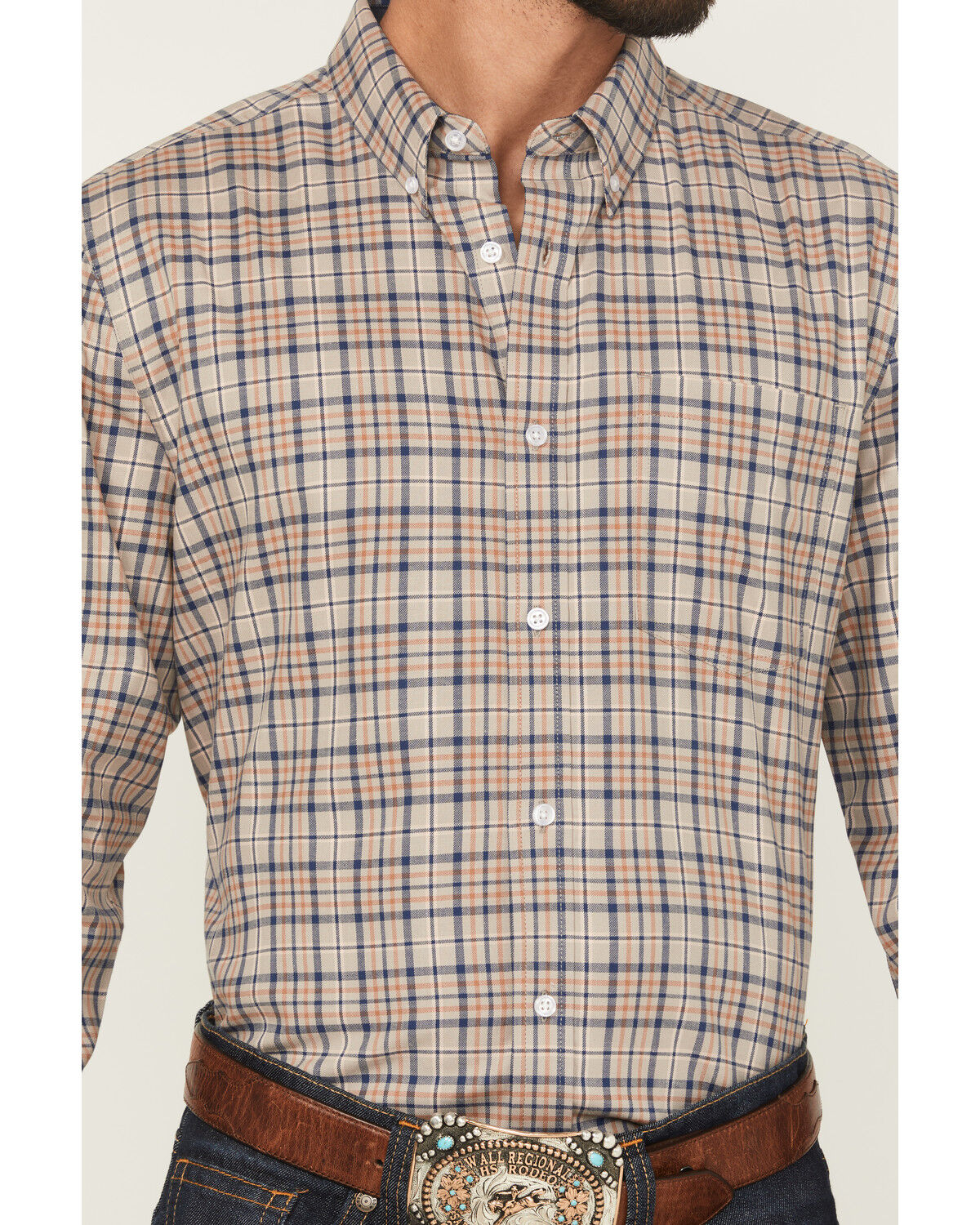 Image #3 - Cody James Men's Let's Mosey Plaid Print Long Sleeve Button-Down Stretch Western Shirt, Grey, hi-res