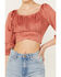 Image #3 - Beyond The Radar Women's Faux Suede Tie Back Top, Rust Copper, hi-res