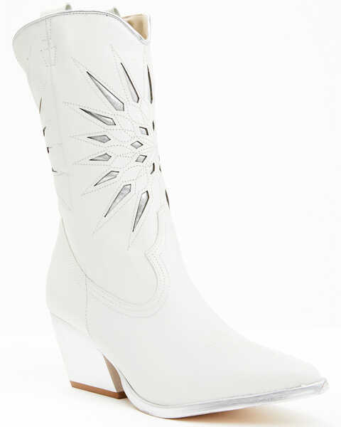 Image #1 - Golo Women's Mae Sun Inlay Western Fashion Boots - Snip Toe , White, hi-res