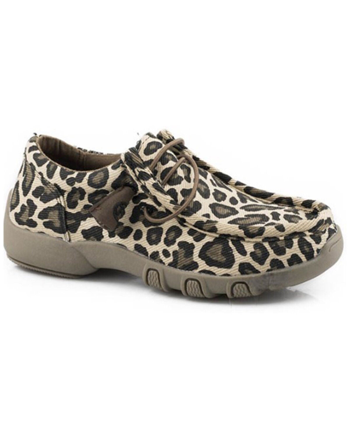 Image #1 - Roper Little Girls' Chillin Leopard Print Slip-On Casual Shoes - Moc Toe, Tan, hi-res