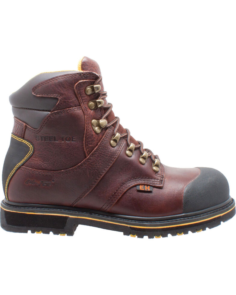Ad Tec Men's 6" Dark Brown Leather EH Waterproof Work Boots - Steel Toe, Dark Brown, hi-res