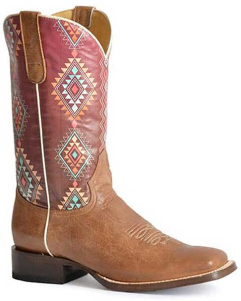 Roper Women's Dakota Western Boots - Broad Square Toe, Tan, hi-res