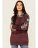 Image #1 - Hooey Women's Striped Trim Hoodie, Maroon, hi-res