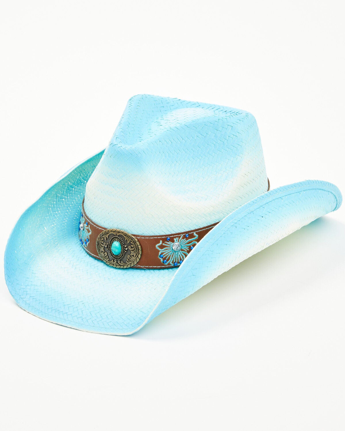 Shyanne Women's Better In Blue Straw Cowboy Hat, Light Blue, hi-res