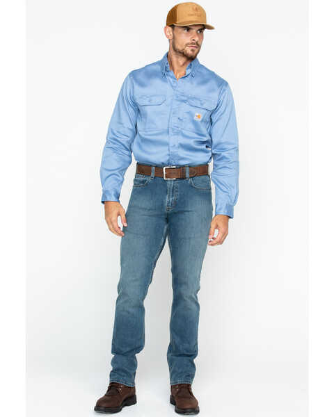 Image #6 - Carhartt Men's FR Dry Twill Work Shirt - Big & Tall, Med Blue, hi-res