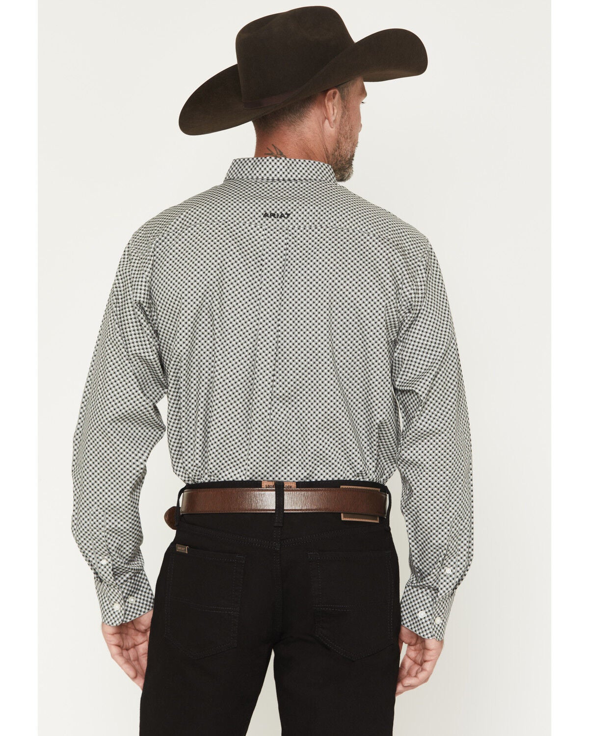 Image #4 - Ariat Men's Tristan Geo Print Long Sleeve Button-Down Western Shirt, Grey, hi-res