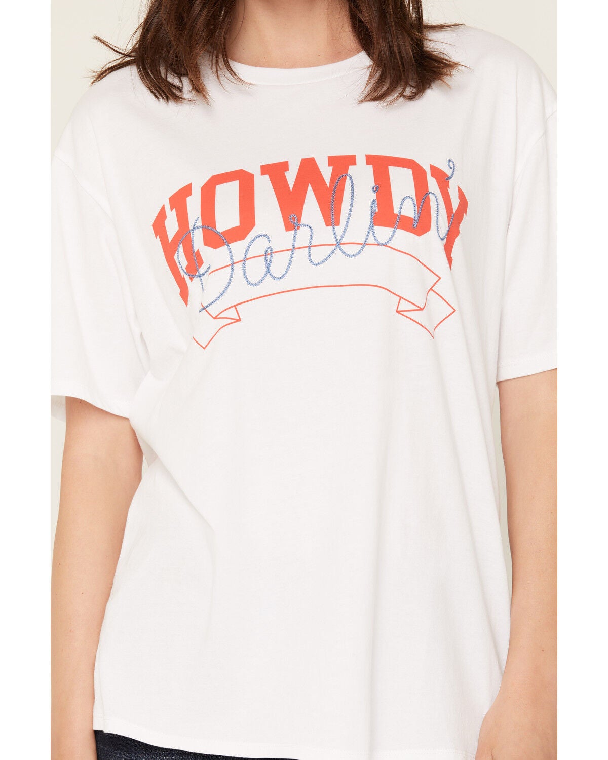 Image #3 - White Crow Women's Howdy Darlin' Embroidered Short Sleeve Graphic Tee, White, hi-res