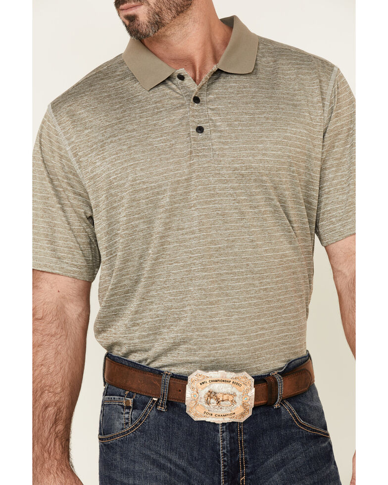 Cody James Core Men's Grey Bogey Stripe Short Sleeve Polo Shirt , Heather Grey, hi-res