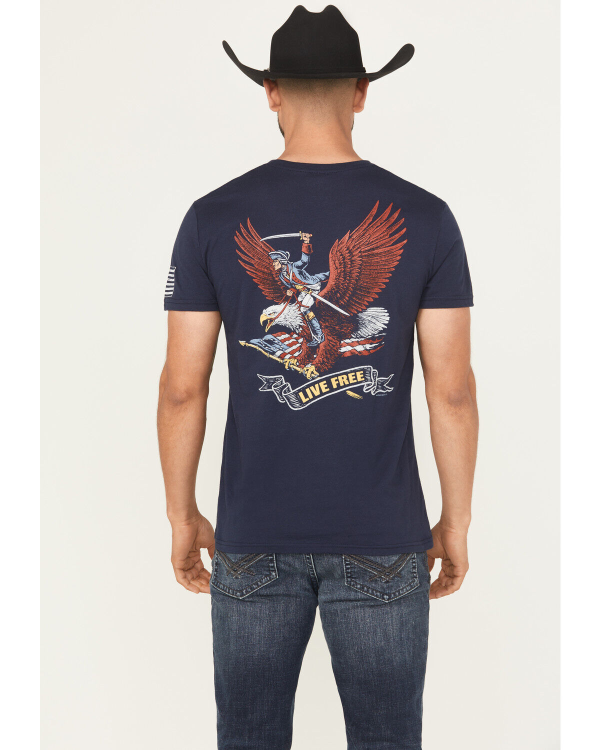 Image #1 - Buckwear Men's Patriot Rider Short Sleeve Graphic T-Shirt, Navy, hi-res