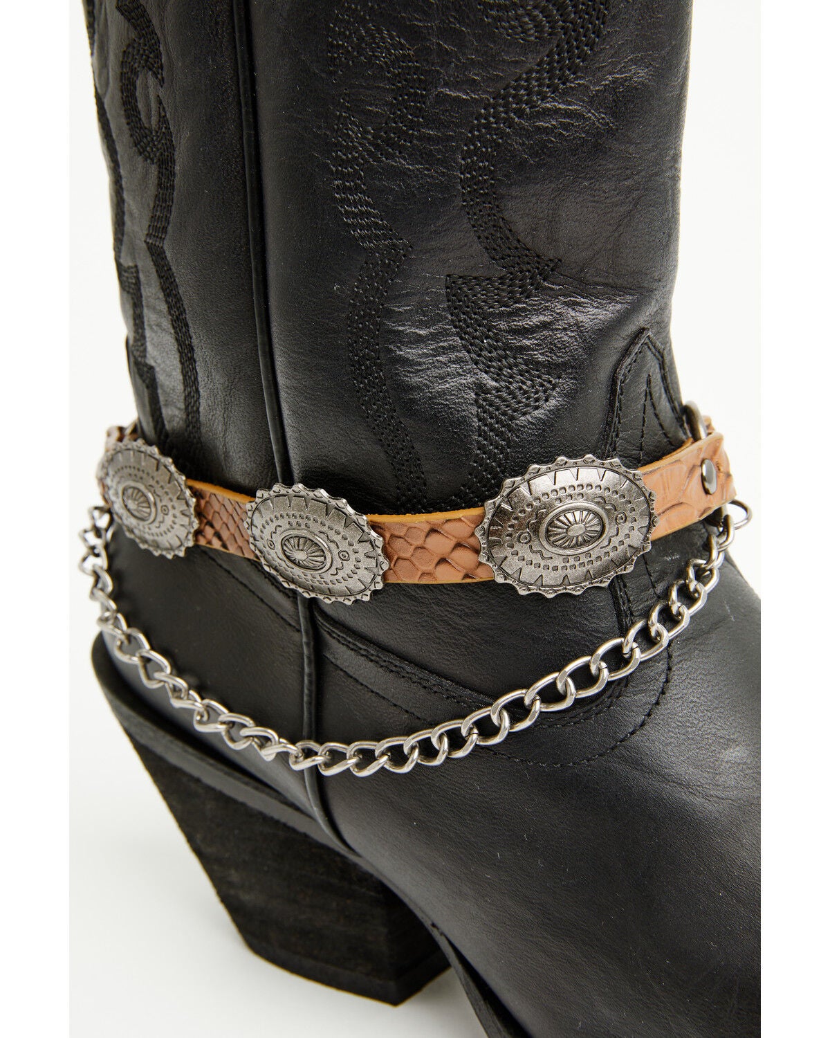 Image #2 - Shyanne Women's Scalloped Concho Boot Bracelet with Chain, Brown, hi-res