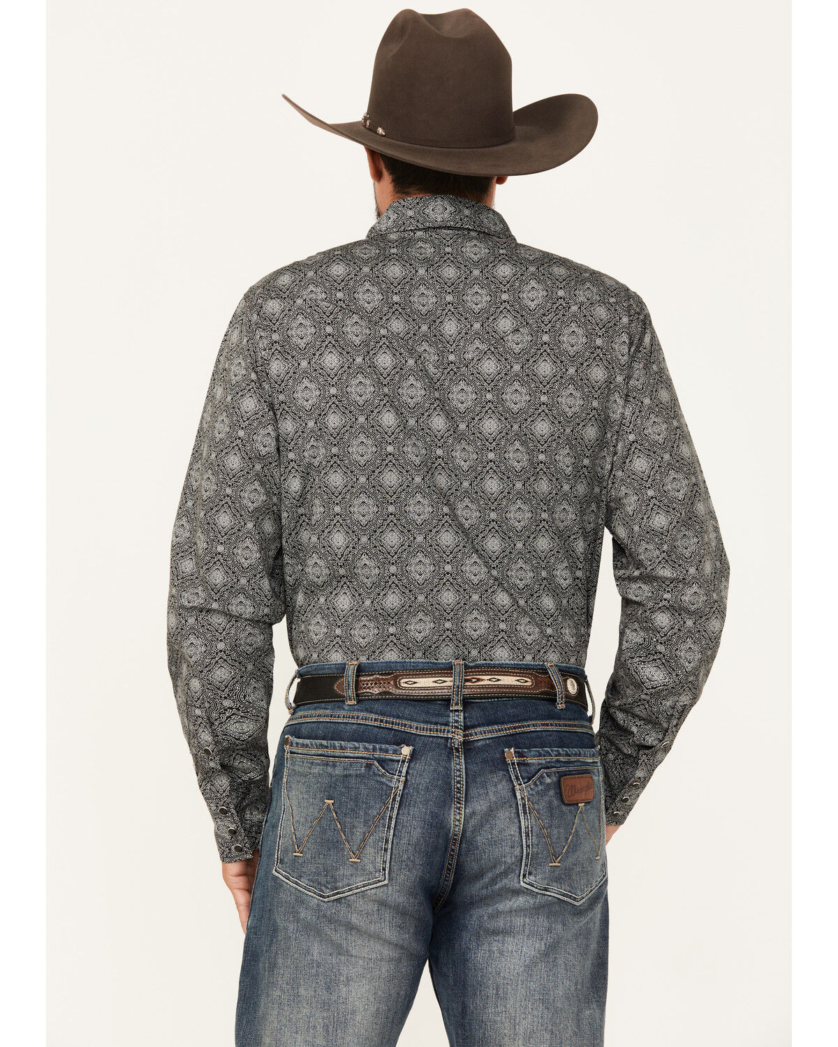 Image #4 - Stetson Men's Medallion Print Long Sleeve Snap Western Shirt, Black, hi-res