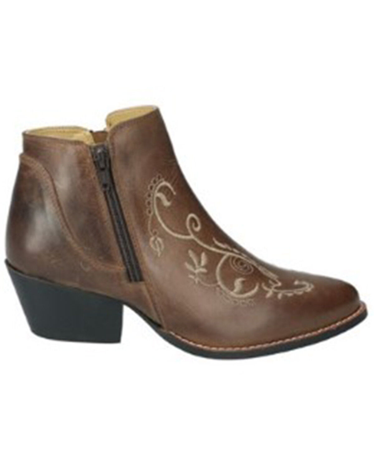 Image #2 - Smoky Mountain Women's Emily Distressed Western Booties - Round Toe, Brown, hi-res