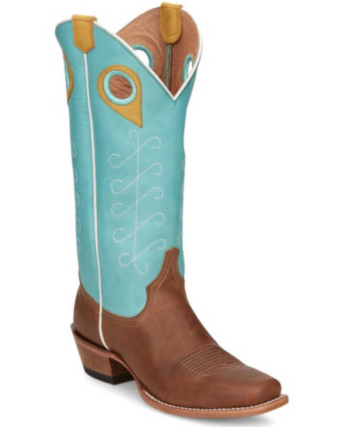 Image #1 - Justin Women's Hattie Saddle Western Boots - Square Toe , Tan, hi-res
