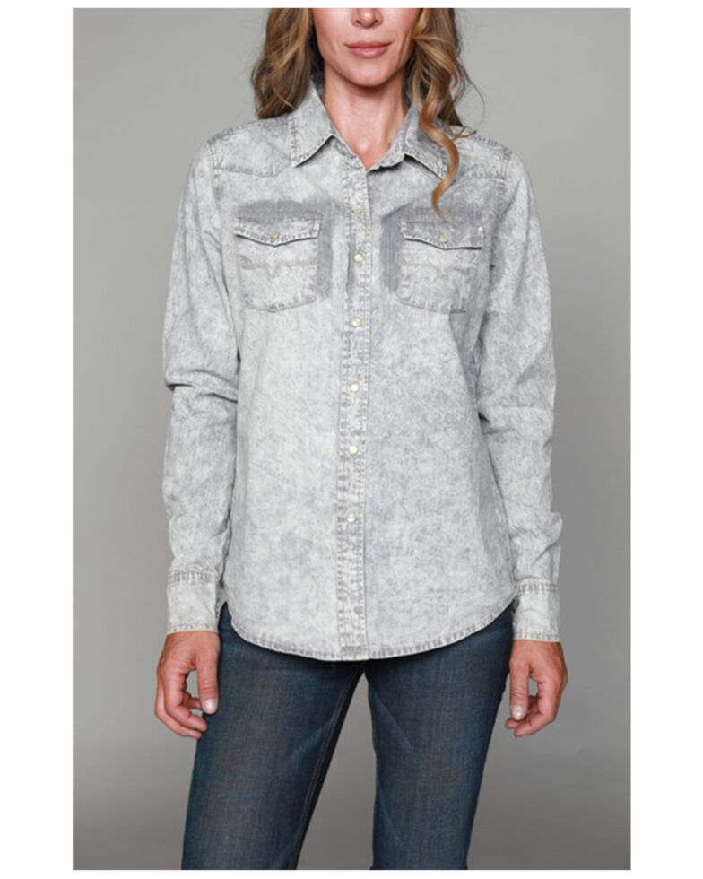 Kimes Ranch Women's KC Tencel Long Sleeve Shirt , Light Grey, hi-res