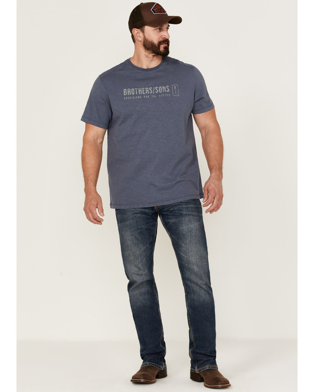 Image #2 - Brothers and Sons Men's Mercantile Weathered Slub Graphic Short Sleeve T-Shirt, Blue, hi-res