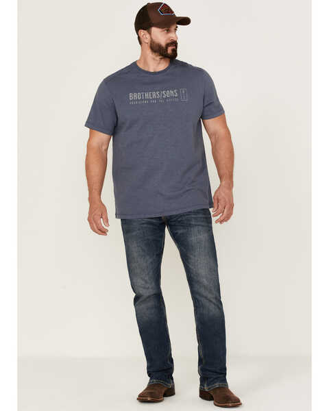 Image #2 - Brothers and Sons Men's Mercantile Weathered Slub Graphic Short Sleeve T-Shirt , Blue, hi-res