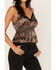 Image #3 - Shyanne Women's Southwestern Print Lace Cami Top, Taupe, hi-res