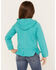 Image #4 - Wrangler Girls' Southwestern Logo Graphic Ruffle Hem Hoodie, Turquoise, hi-res