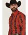 Image #2 - Wrangler Men's Checotah Southwestern Striped Print Long Sleeve Pearl Snap Western Shirt - Big, Red, hi-res